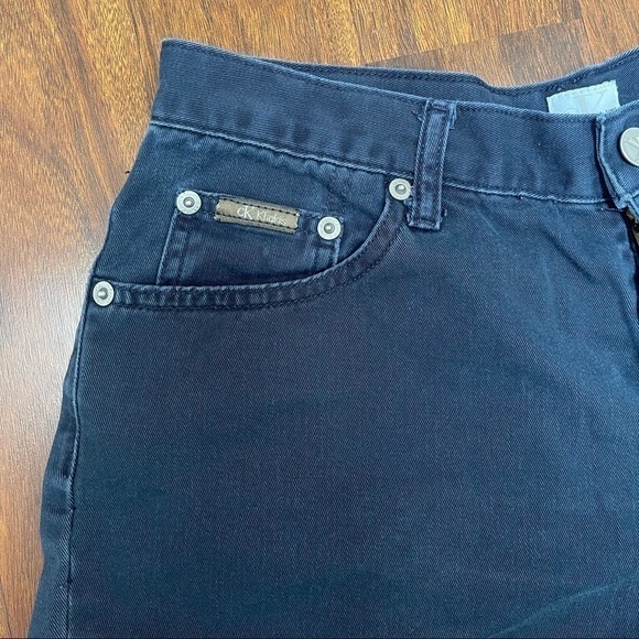 CALVIN Klein Khakis Womens Shorts Sz 9/10 Juniors Flat Front Blue Denim Short - Picture 7 of 9